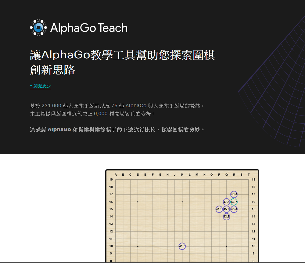 《AlphaGo Teach》的網頁。