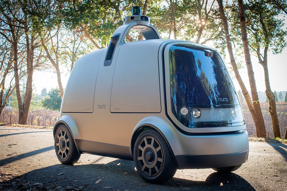無人駕駛新創公司Nuro的新產品─自動物流車。（湯森路透）