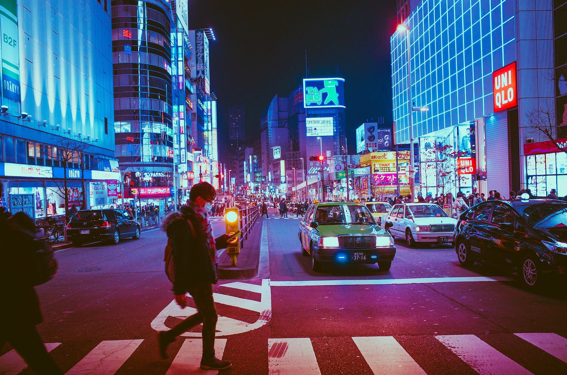 pedestrians in osaka, japan