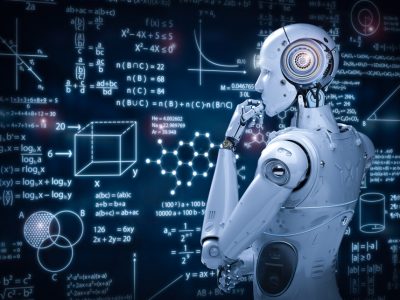 An AI robot undergoing machine learning algorithms.