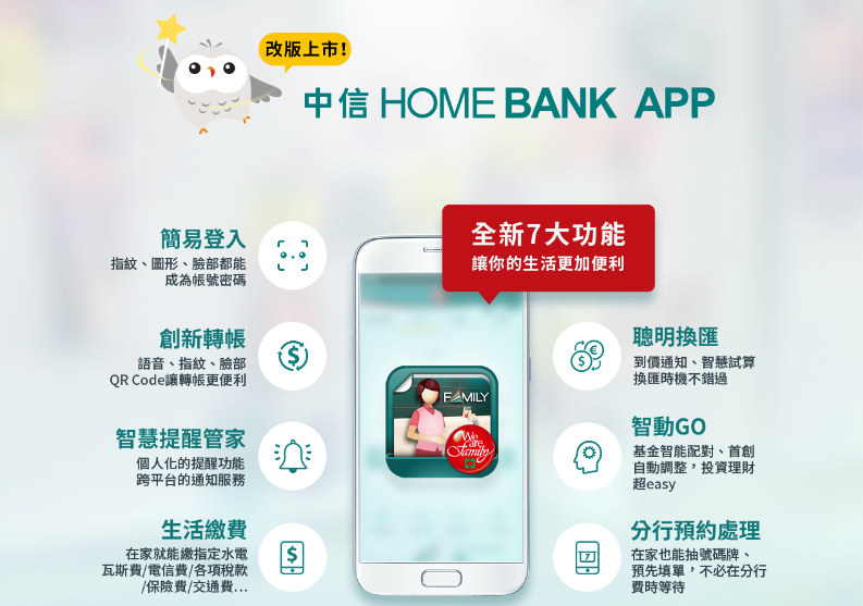中信Home Bank App行動銀行全新升級，以七大亮點解決客戶使用痛點。