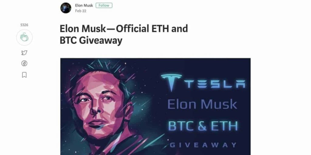 Tesla BTC giveaway