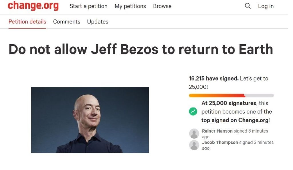 Don't allow Jeff Bezos to return to Earth