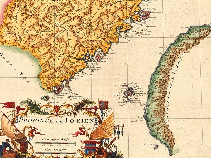 1735 年法國人所繪臺灣地圖（圖片來源：花蓮獨立—自決建國）