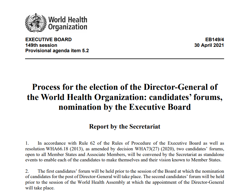 譚德賽會連任 WHO 秘書長嗎？執委會已公告秘書長選舉時程、資格等相關細則，4月起開放提名受理。